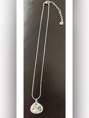 Swarovski Silver Necklace with Clear and Blue Crystals